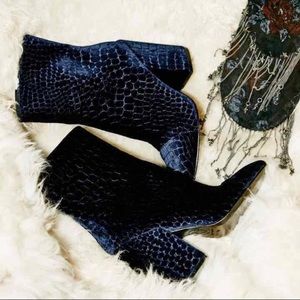 Free People Flora Ankle Boot Blue Velvet
